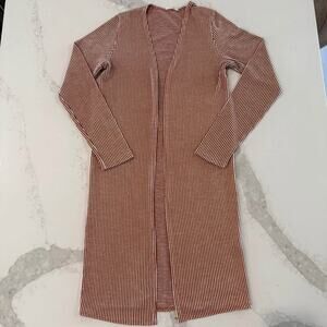 Urban Rose Long Duster Striped Lightweight Cardigan Sweater Womens Small Rust